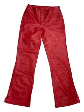 Y2K Wilson’s Leather Pelle Studio Low Rise Flare Cherry Red Pants